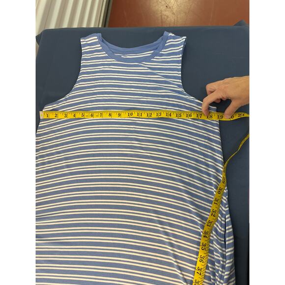 Time and Tru Sleeveless Crewneck Striped Flare Midi Dress Blue/White Size L - Picture 4 of 9